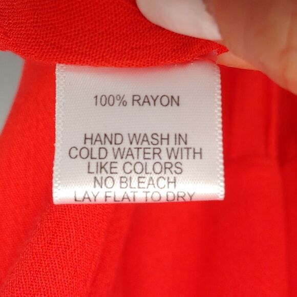 Gibson Look Tiered Belted Gauzy Midi Skirt Sz L Red NEW - Picture 9 of 11